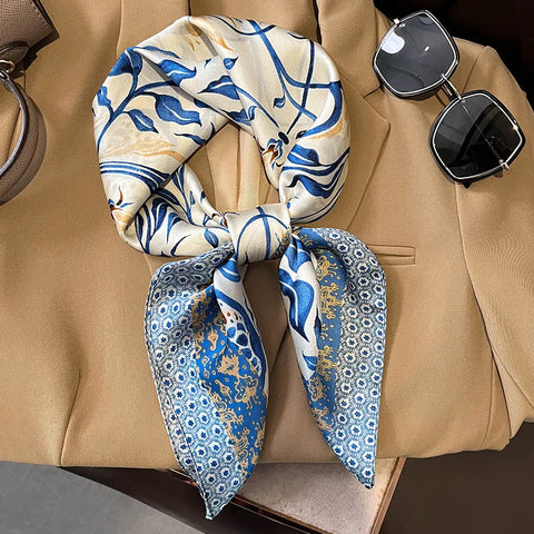 Luxury Silk Plaid Scarf for Women
