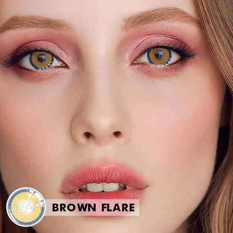 UYAAI 1Pair Green Brown Flare Color Contact Lenses