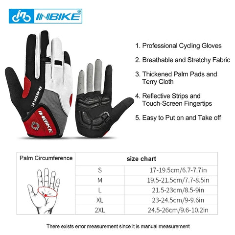 INBIKE Full Finger Fiets Handschoenen - Touchscreen MTB Handschoenen voor Heren &amp; Dames