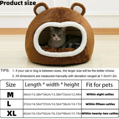 Cozy Brown Cat Bed - Plush Lounger for Kittens and Small Dogs