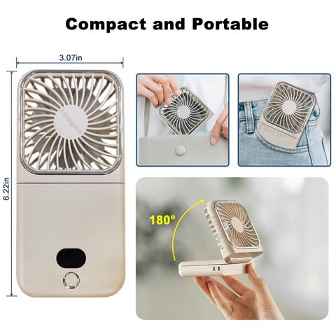 Portable Rechargeable Neck Fan - 4-in-1 Handheld Air Circulator with 2500 mAh Power Bank