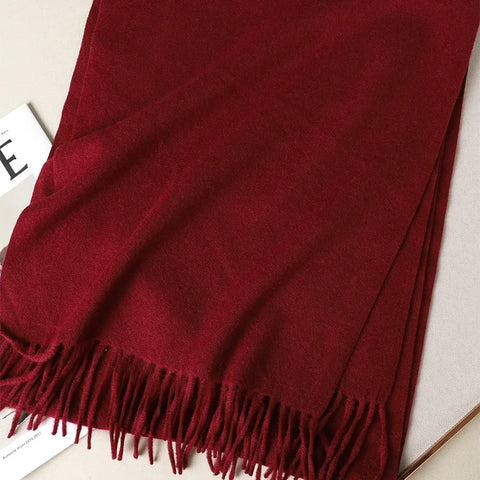 62-Color Cashmere Winter Scarf with Tassels