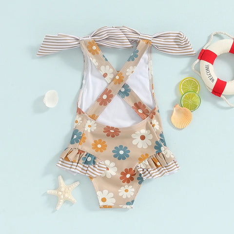 Tregren Kids Girls Floral Print Swimsuit