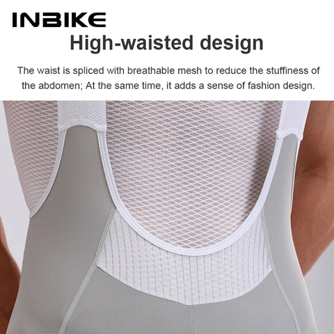 INBIKE 2025 Men's Cycling Bib Shorts - High-Waisted Breathable Biking Bibs with Pockets