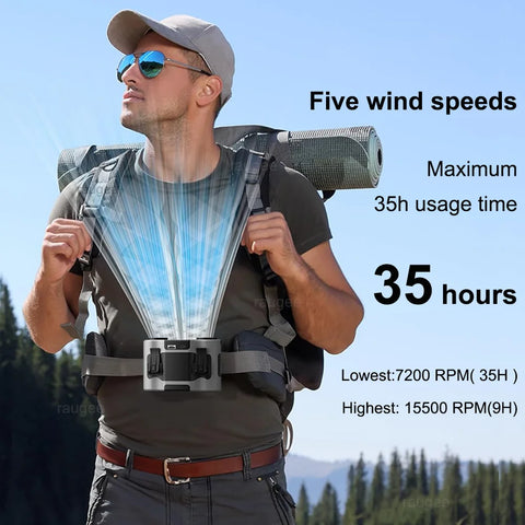 Portable Waist Fan 20000mAh Outdoor Hanging Neck Fan with Power Bank - Perfect for Sports and Work