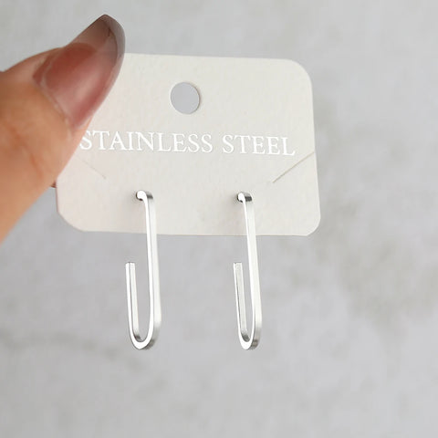 Gothic Punk Stainless Steel Geometric Rectangle Stud Earrings for Women