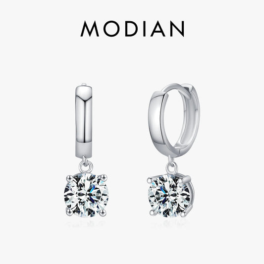 MODIAN 1.0CT D Color Moissanite Hoop Earrings