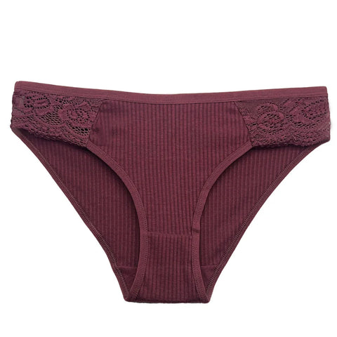 M-XL Women's Sexy Lace Panty Briefs 5 PCS Set - Cotton Underwear