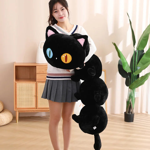 Cute Different-Pupil Cat Plush – 50–130cm Fluffy Caterpillar Design Stuffed Toy for Kids’ Birthday & Xmas Gifts