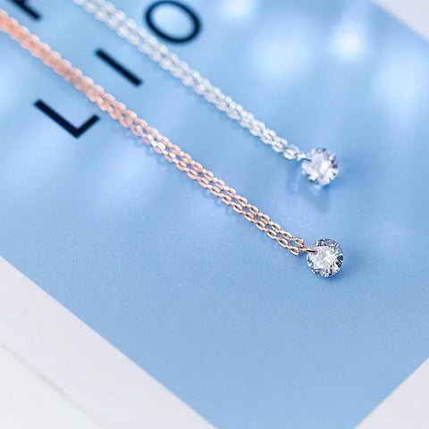 INZATT OL Cute Geometric Round Zircon Choker Pendant Necklace