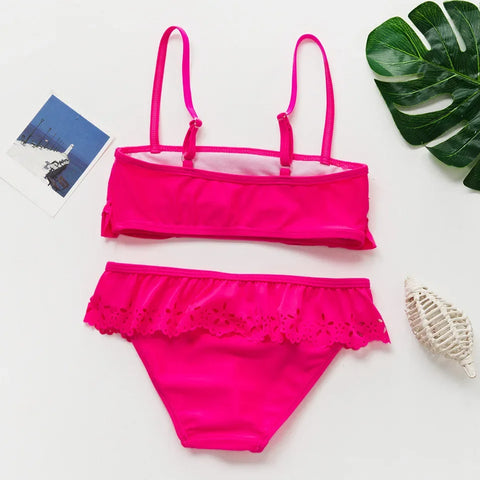 Sweet Hollow Out Girls Swimwear Set