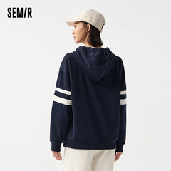 Semir Women's Letter Print Loose Drop Shoulder Hoodie