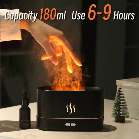 KINSCOTER Aroma Diffuser Air Humidifier - Ultrasonic Cool Mist Maker with LED Flame Lamp