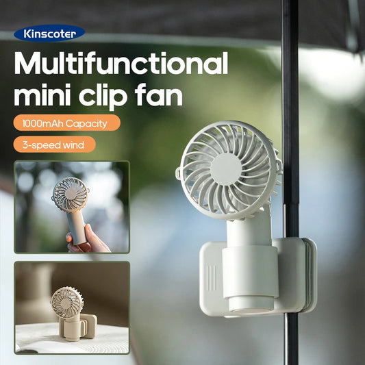Portable Multifunctional Mini Clip Fan - USB Rechargeable Handheld Cooling Solution