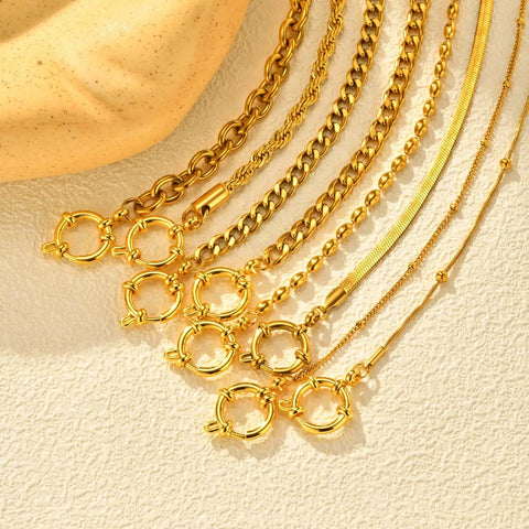 Elegant Paperclip Chain Choker Necklace for Women - Waterproof 18k Gold Plated Stainless Steel Pendant Jewelry