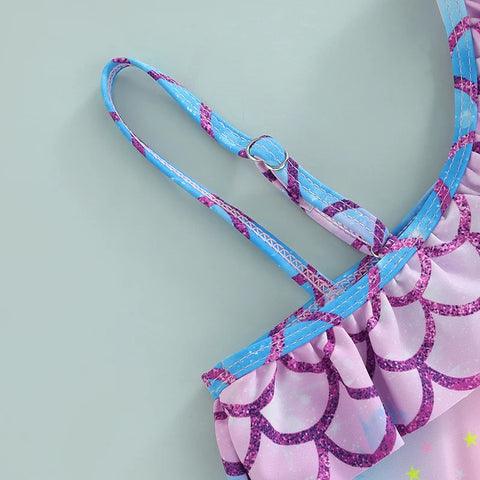 Tregren Toddler Girls Ruffle Mermaid Swimsuit