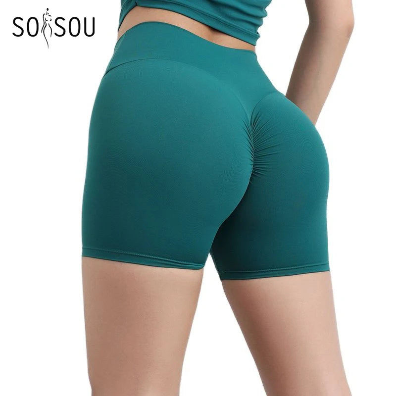 SOISOU Nylon Gym Women's High Waist Shorts