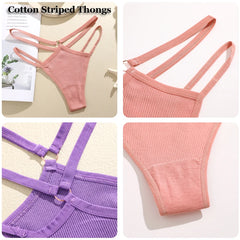 FINETOO 4Pcs Cotton Double Thin Belts Underwear for Women