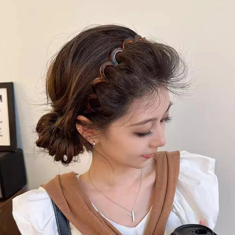 Korean Women Hair Comb Non-Slip Headband - U Shape Hair Hoops with Fixed Teeth