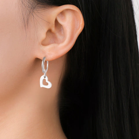 Skyrim Fashion Women Girls Stainless Steel Earrings - Heart Cross Flower Turtle Sun Pendant Hoop Earrings Jewelry Gift Wholesale