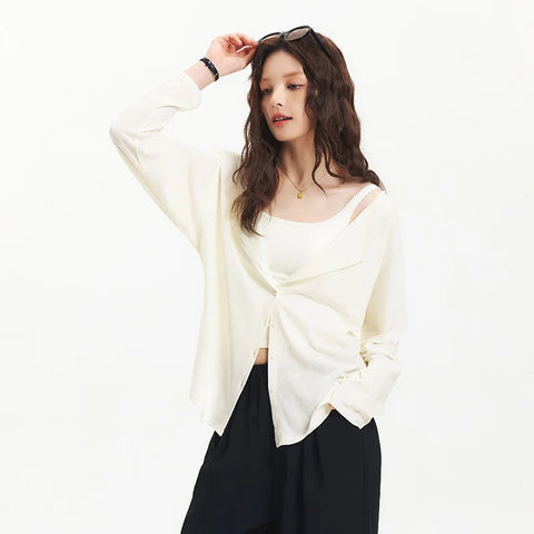 Semir Long Sleeve T-Shirt Women U Neck Cardigan