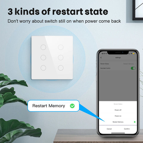 AVATTO Tuya WiFi 4x4 Wand Smart Switch - Brazilië Standaard