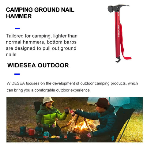 Widesea Camping Hammer - Stainless Steel Copper Outdoor Tent Peg Stake Mallet with Stake Puller