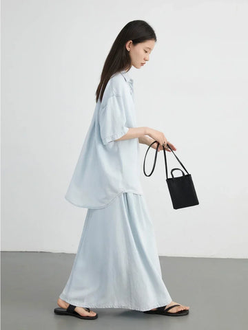 CHIC VEN Women's Denim Shirt & Skirt Set