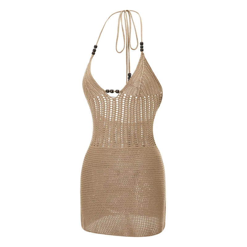 Hirigin Women Backless Halter Mini Dress