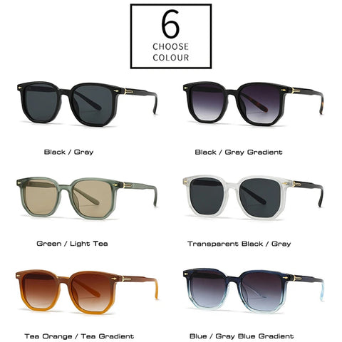 SHAUNA Polygon Square Gradient Zonnebril – Vintage Rivet UV400 Unisex Zonnebrillen