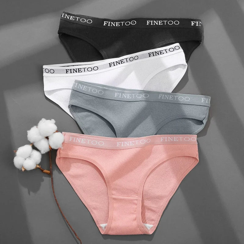 FINETOO Women's Cotton Striped Underwear 4Pcs
