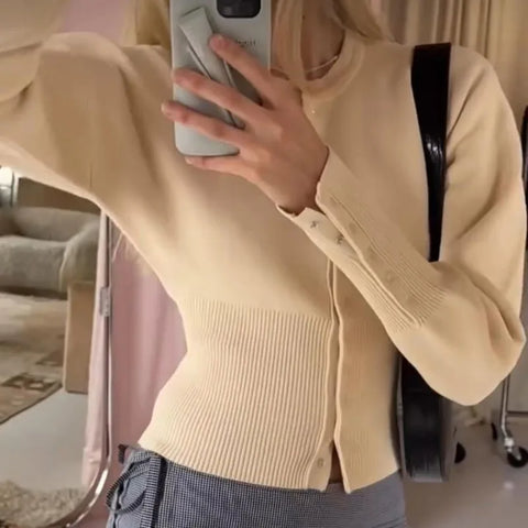 Tuularose Women's Spring Cardigan - Casual Solid Knit Sweater for Stylish Street Fashion