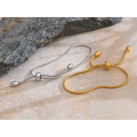 Yhpup Fashion Exquisite Basic Chain Pull-out Adjustable Bracelet Bangle - Gold Platinum Plated Daily Jewelry Gift