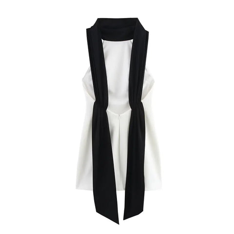 MUJER Witte halter mini-jurk zonder rug 