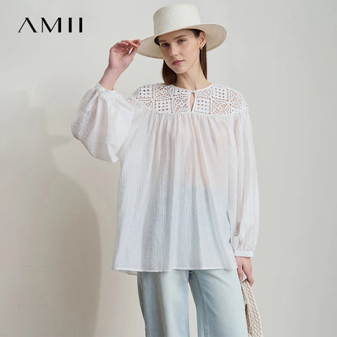 AMII Spring Casual Blouses for Women 2025