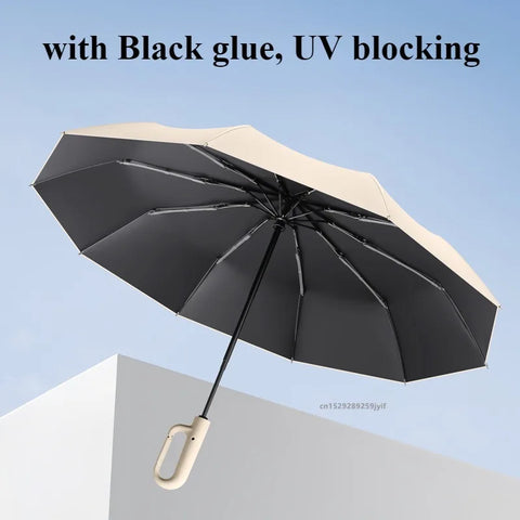 Extra Large Reinforced Umbrella - Wind and Rain Resistant, UV Blocking, Fully Automatic Parasol