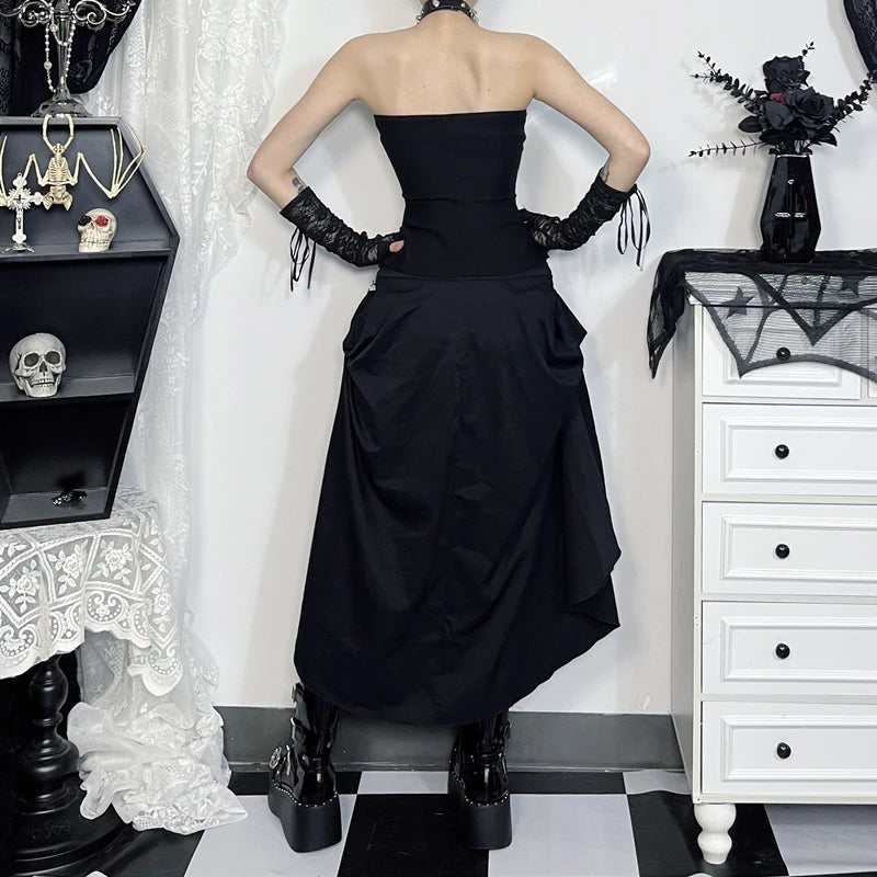 Wholesale New American Retro Irregular Skirt - Hot Girl Sexy Punk Black Clothing for Women