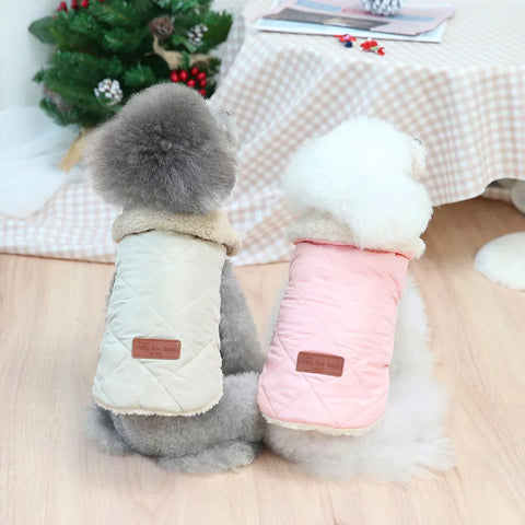Warm Chihuahua Dog Cat Clothes Winter Fur Collar Small Dogs Puppy Coat Thick Cotton Pet Jacket Outfits for Small Dogs