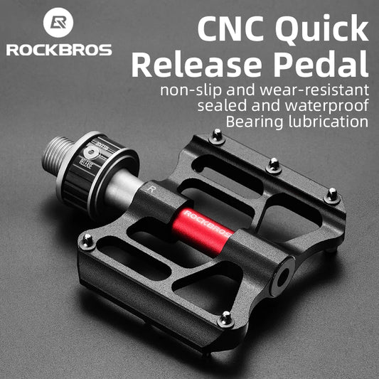 ROCKBROS MTB Bicycle Pedals - Quick Release, Rainproof, Non-slip Design for Road and Mountain Biking