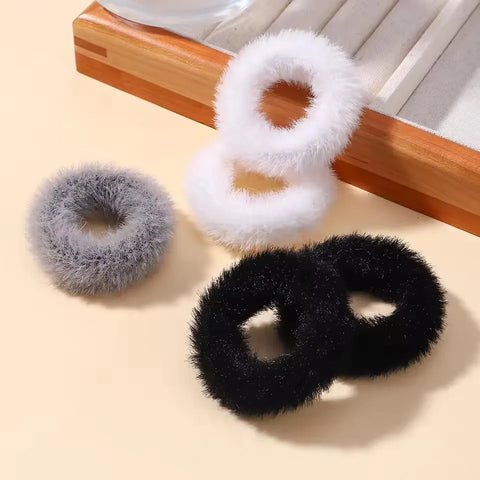 5Pcs/lot New Elastic Hair Band Hair Tie for Girls - Plush Color Matching Hair Rope for Everyday Use