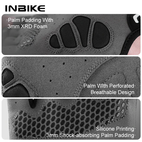 INBIKE Nieuwe fiets handschoenen met reflecterende strepen en ademend mesh voor mountainbiken en racefietsen
