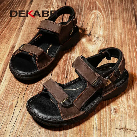 DEKABR Herren-Sandalen aus echtem Leder – Sommer-Strandschuhe 