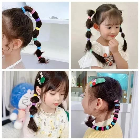 50Pcs Colorful Nylon Elastic Hair Ties for Girls - Fashion Ponytail Holders