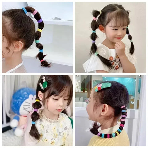 50Pcs Colorful Nylon Elastic Hair Ties for Girls - Fashion Ponytail Holders