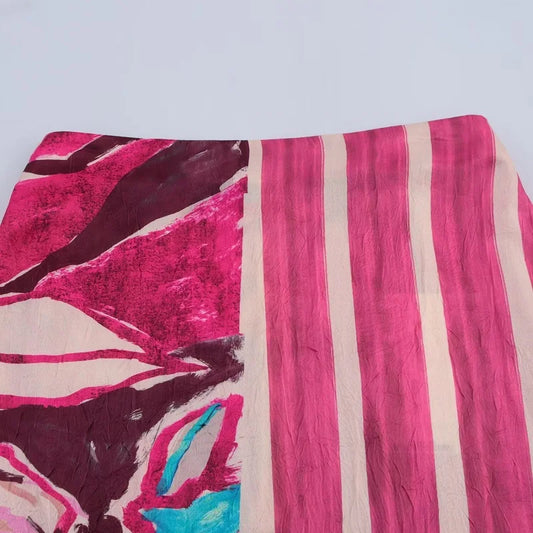MUJER Print Satijnen Lange Rokken voor Dames - Hoge Taille Midi-rok