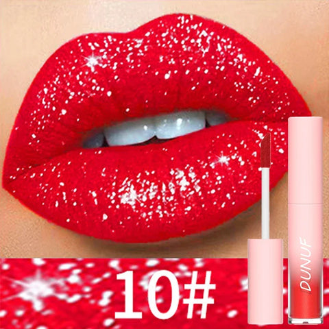 18 Color Diamond Glitter Lip Gloss - Waterproof Long Lasting Matte Liquid Lipstick for Women