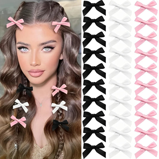 Y2K Girls Mini Hair Clips - Handmade Bow Hairpins and Accessories