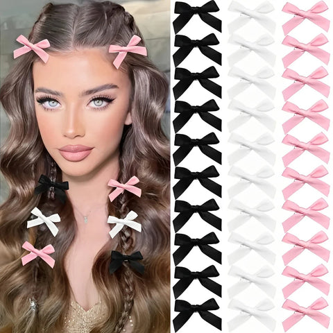 Y2K Girls Mini Hair Clips - Handmade Bow Hairpins and Accessories