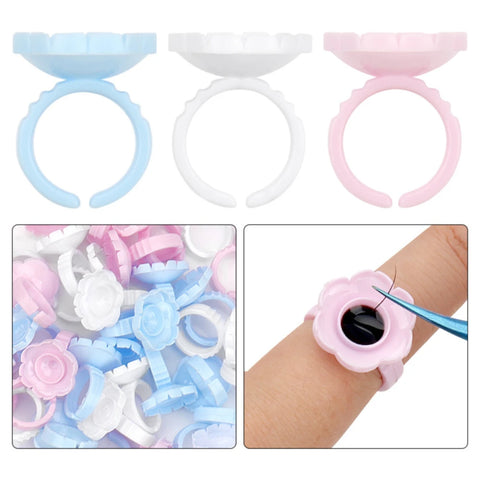 AILEISHI 100Pcs Disposable Eyelash Glue Fan Cup Rings