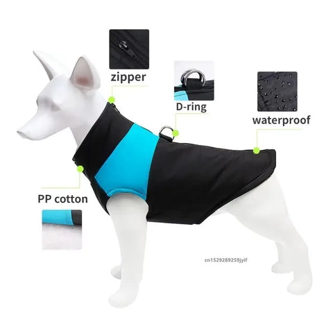 Waterproof Warm Dog Clothes - Winter Vest Padded Zipper Jacket for All Dog Sizes
